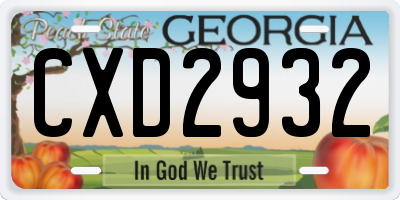 GA license plate CXD2932