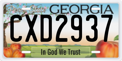 GA license plate CXD2937