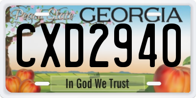 GA license plate CXD2940