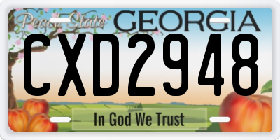 GA license plate CXD2948