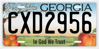 GA license plate CXD2956