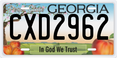 GA license plate CXD2962