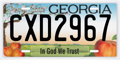 GA license plate CXD2967
