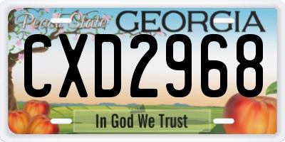 GA license plate CXD2968