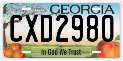 GA license plate CXD2980
