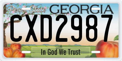 GA license plate CXD2987