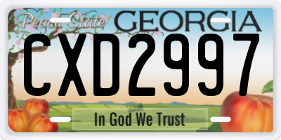 GA license plate CXD2997