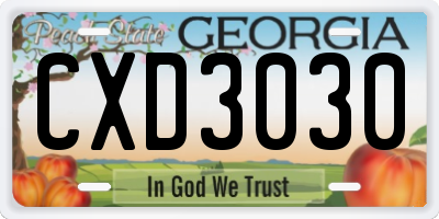 GA license plate CXD3030