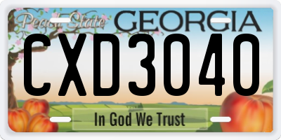 GA license plate CXD3040
