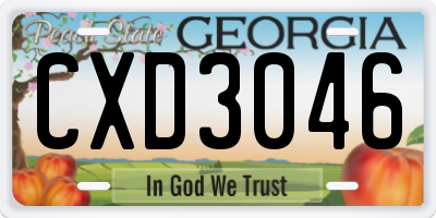 GA license plate CXD3046