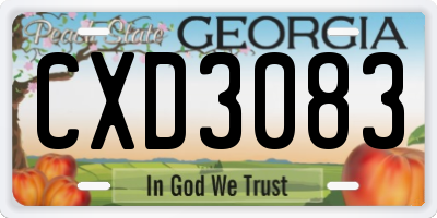 GA license plate CXD3083