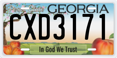 GA license plate CXD3171