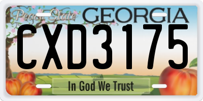 GA license plate CXD3175