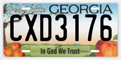 GA license plate CXD3176