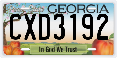 GA license plate CXD3192