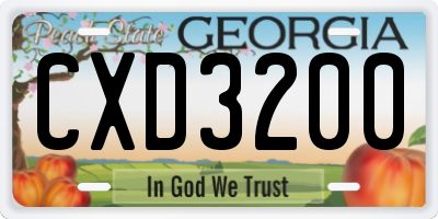 GA license plate CXD3200