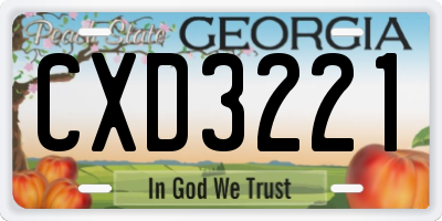 GA license plate CXD3221