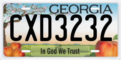 GA license plate CXD3232