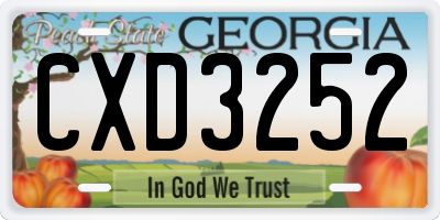 GA license plate CXD3252
