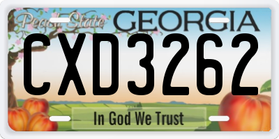GA license plate CXD3262