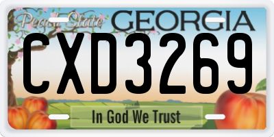 GA license plate CXD3269
