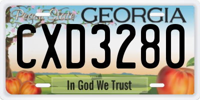 GA license plate CXD3280