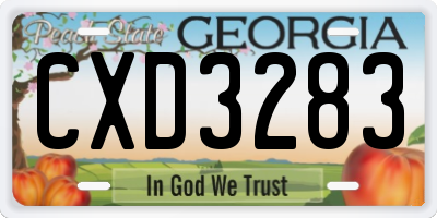 GA license plate CXD3283