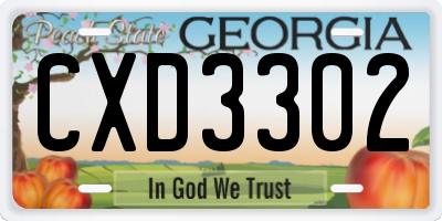 GA license plate CXD3302