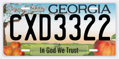 GA license plate CXD3322