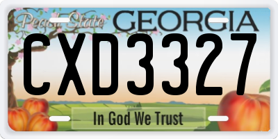 GA license plate CXD3327