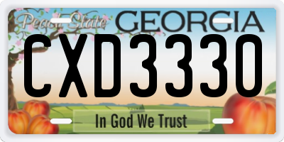 GA license plate CXD3330