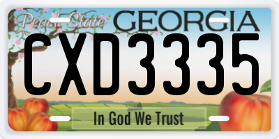 GA license plate CXD3335
