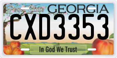 GA license plate CXD3353