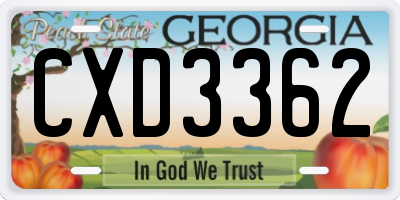 GA license plate CXD3362