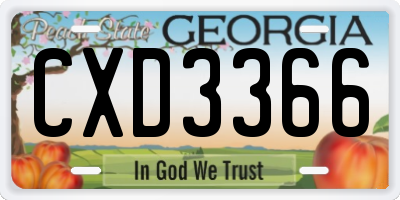 GA license plate CXD3366