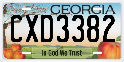 GA license plate CXD3382