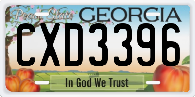 GA license plate CXD3396