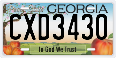 GA license plate CXD3430