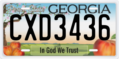GA license plate CXD3436