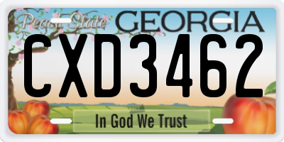 GA license plate CXD3462