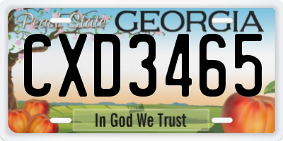 GA license plate CXD3465