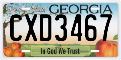 GA license plate CXD3467