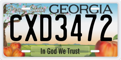 GA license plate CXD3472