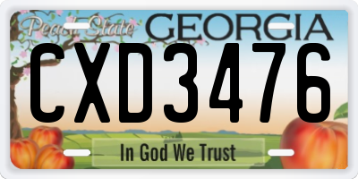 GA license plate CXD3476