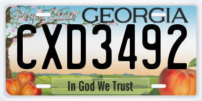 GA license plate CXD3492