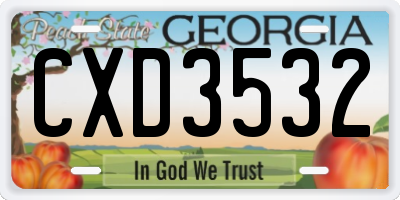 GA license plate CXD3532