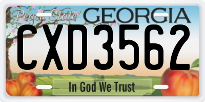 GA license plate CXD3562