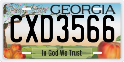 GA license plate CXD3566
