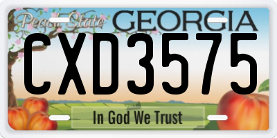 GA license plate CXD3575