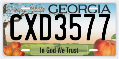 GA license plate CXD3577